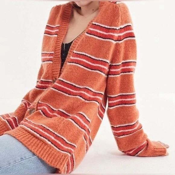 For love & Lemons Charlie Striped Alpaca Cardigan Button Up Sweater Size XL - Picture 5 of 11